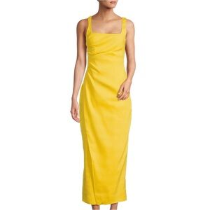 ANTONIO MELANI Yellow Sheath Maxi Dress Square Neck